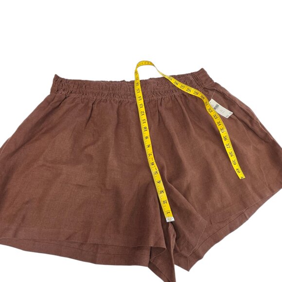 Anthropologie The Somerset High Rise Pull On Linen Shorts, Brown, Size 3X - Picture 4 of 7